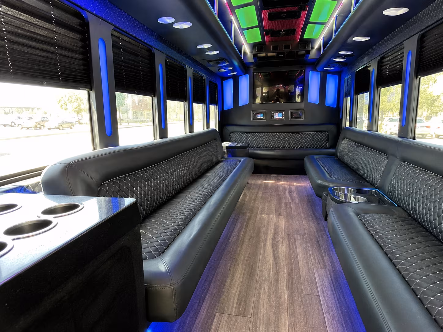 santa cruz 15 passenger party bus inside