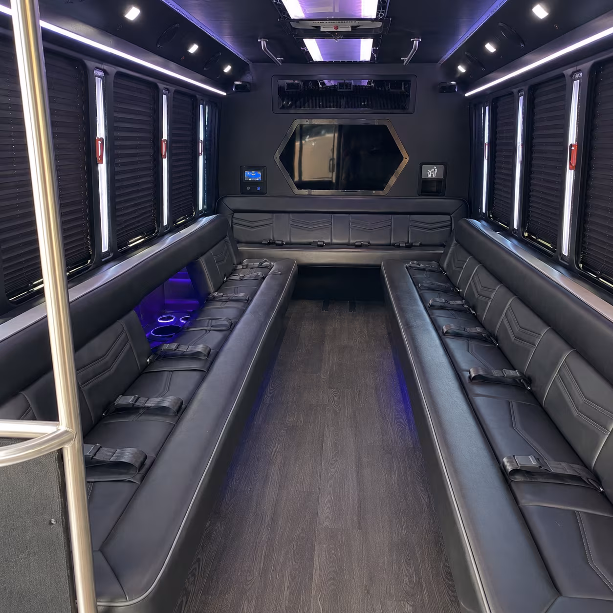 santa cruz 18 passenger party bus interior