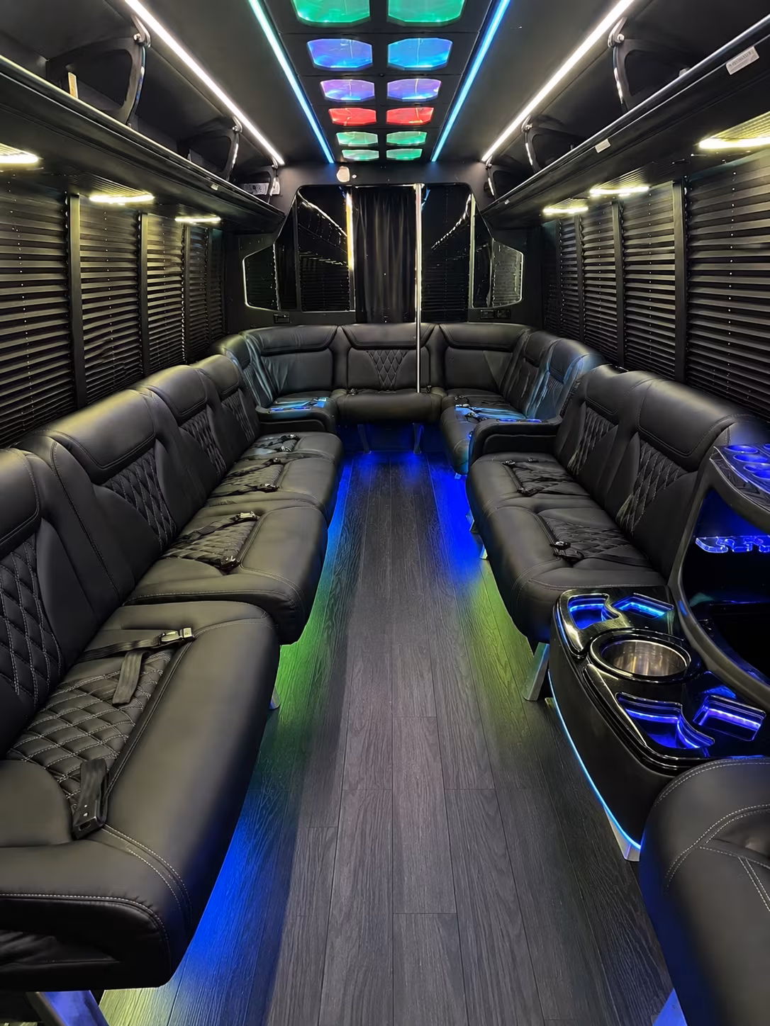 santa cruz 20 passenger party bus interior